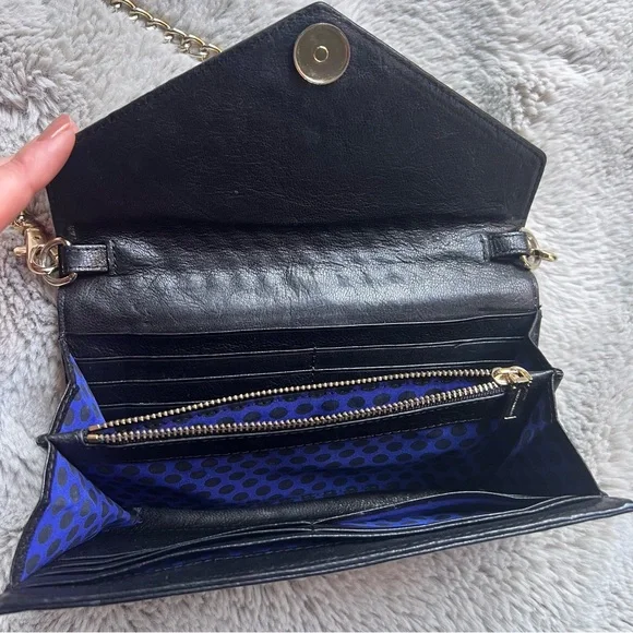 Rebecca Minkoff Crossbody Bag Studded Chain Black Leather Gold Biker Grunge Rock - Picture 3 of 16